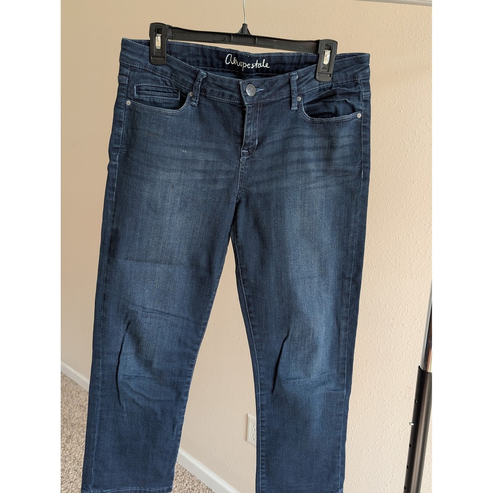 Aeropostale Bayla Skinny Capri Jeans Dark Wash Blue Size 8 Reg Stretch Denim